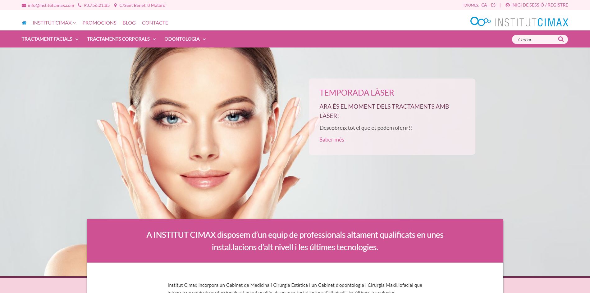 Nuevo web y tienda online del Institut Cimax - Perception - diseño web ...